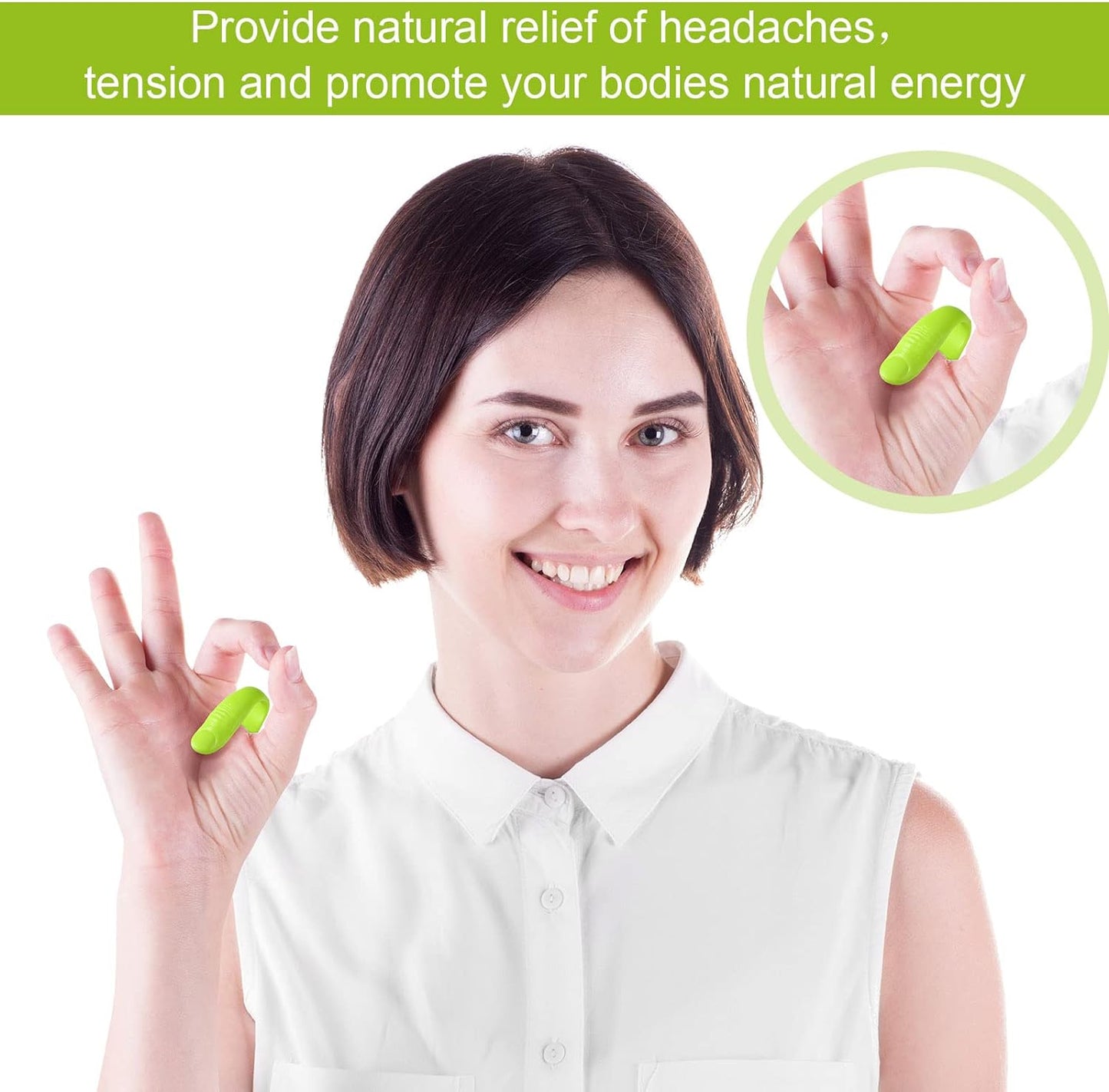 8-Piece Acupressure Hand Pressure Point Clips for Migraine Relief and Headache Management (Green, Blue)