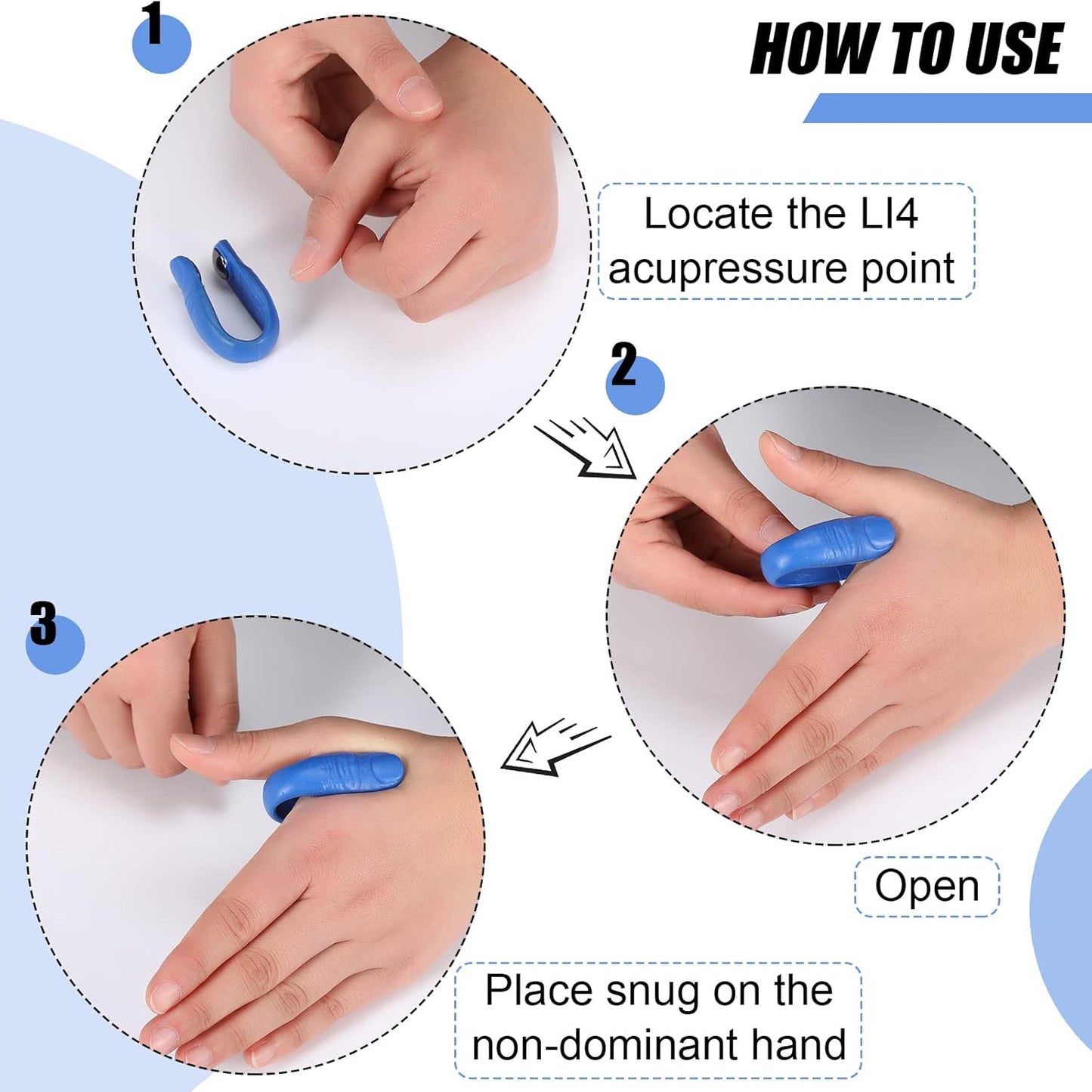 8-Piece Acupressure Hand Pressure Point Clips for Migraine Relief and Headache Management (Green, Blue)