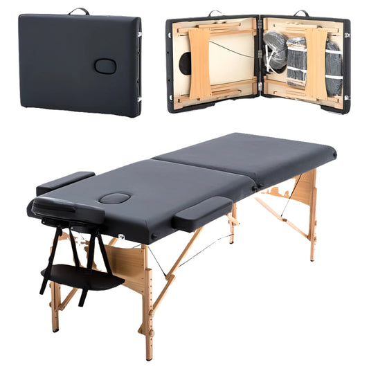 28" Wide Portable&Foldable Massage Table W/Free Carry Case Chair Bed Spa Facial,Black